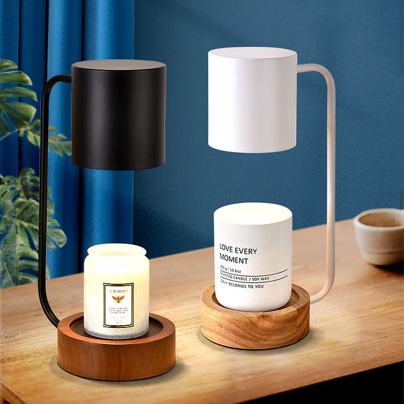 Japanese Minimalist Wooden Base Dimmable Candle Warmer Table Lamp