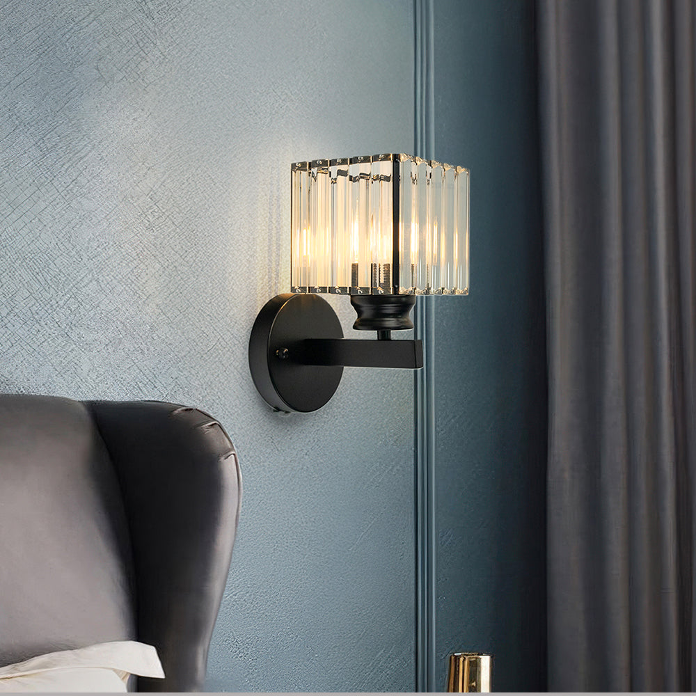 Faceted Crystal Panel Modern Iron Wall Light