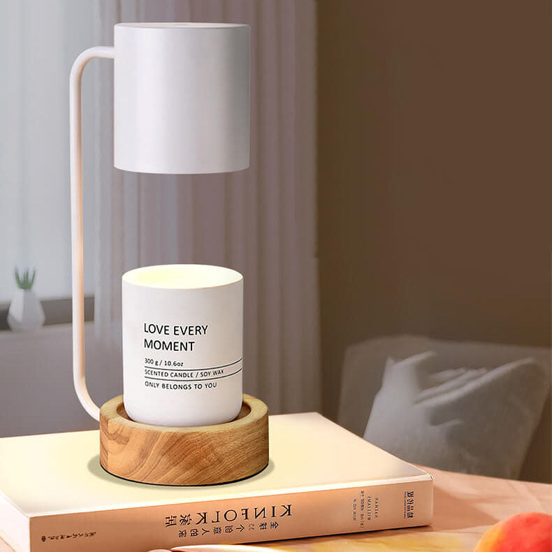 Japanese Minimalist Wooden Base Dimmable Candle Warmer Table Lamp