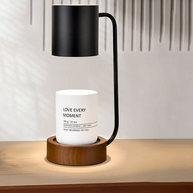 Japanese Minimalist Wooden Base Dimmable Candle Warmer Table Lamp