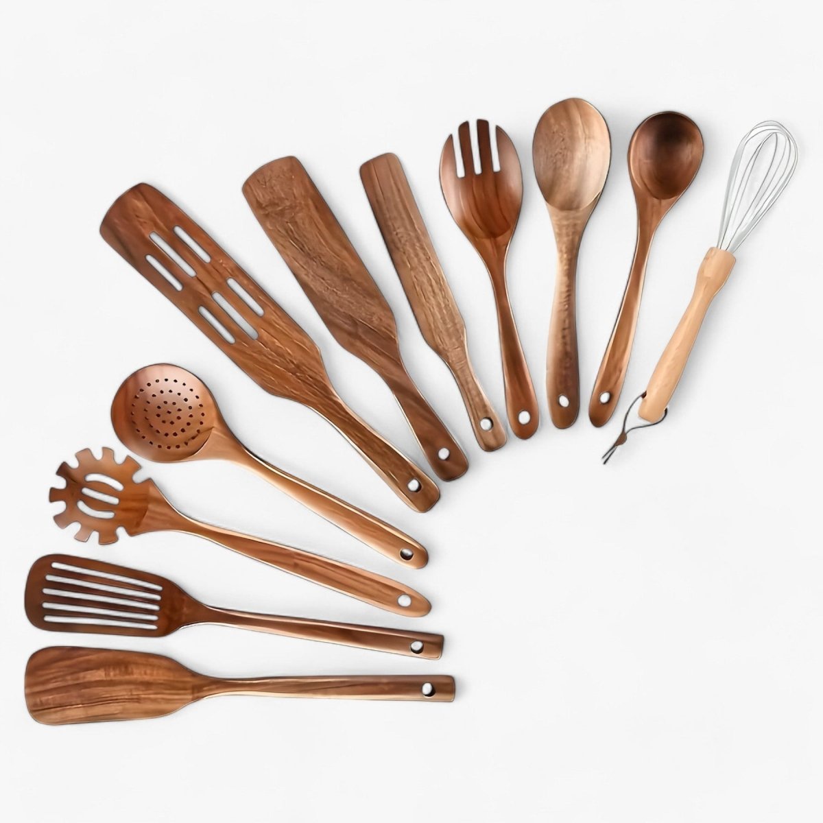 Heat Resistant Natural Wooden Non-Stick Pan Safe Kitchen Utensil Set
