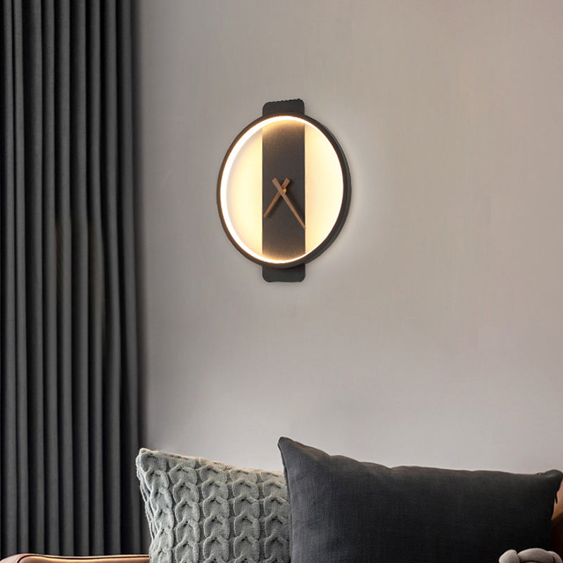 Nordic Minimalist Acrylic Clock Bedside Wall Light