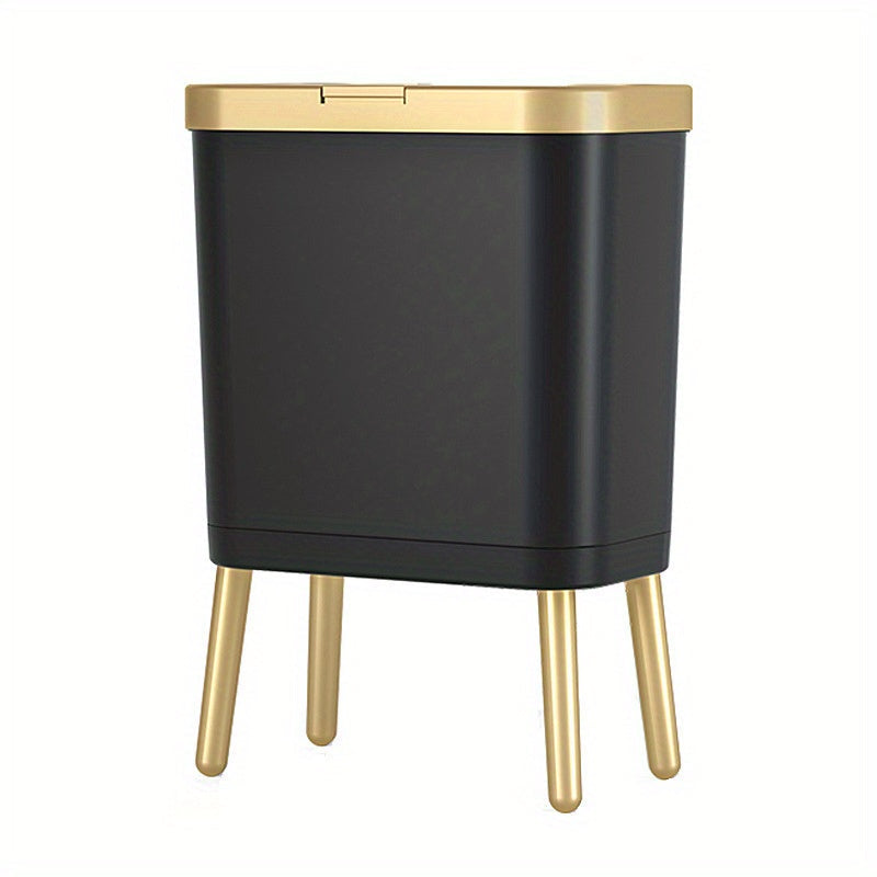 Slim Rectangular Elevated Leg Flip Top Trash Can