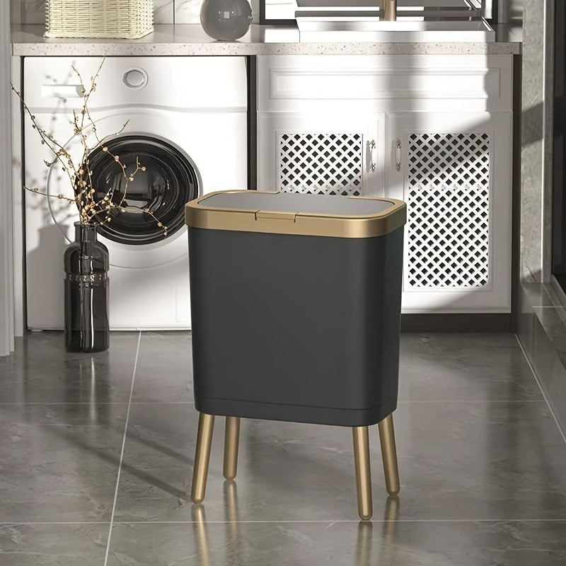 Slim Rectangular Elevated Leg Flip Top Trash Can