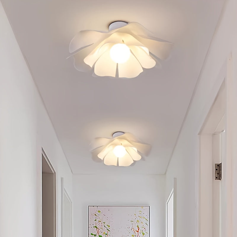 Sculpted Rose Petal Flower Bloom Semi-Flush Ceiling Light