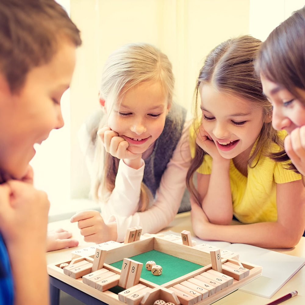 Compact Wooden Square Math Learning Family Board Game Educational Toy