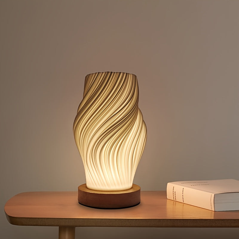 Sculptural Swirl Wave Dimmable Bedside Desk Table Lamp