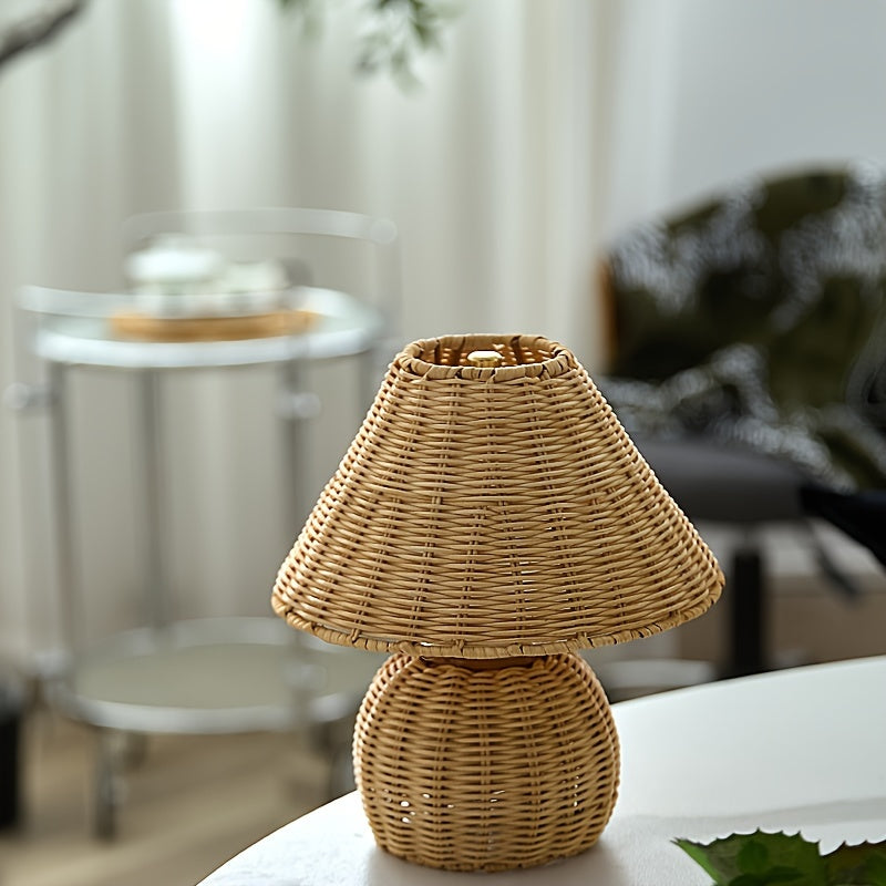Handwoven Bamboo Weave Rustic Zen Boho Table Lamp