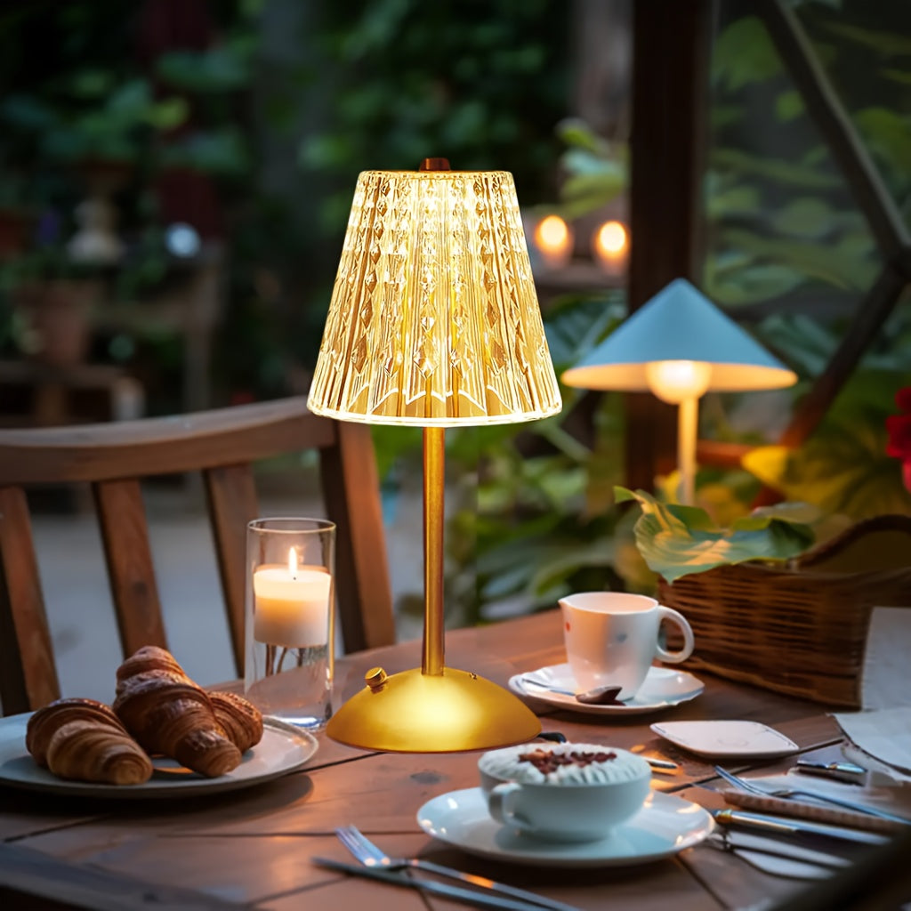 Faceted Crystal Touch Dimmable Rechargeable Cordless Table Lamp