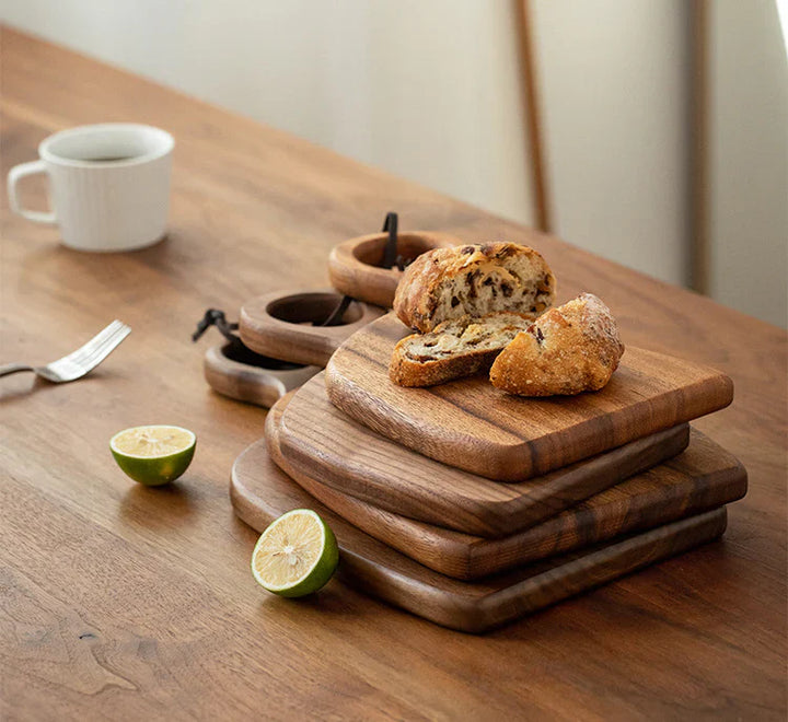 Solid Walnut Wood Double-Sided Cutting Board Set