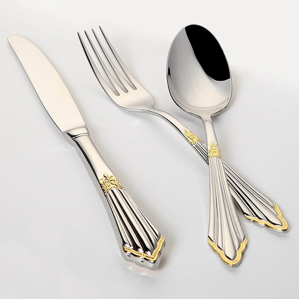 Engraved Gold Finish Polished Stainless Steel Cutlery Set