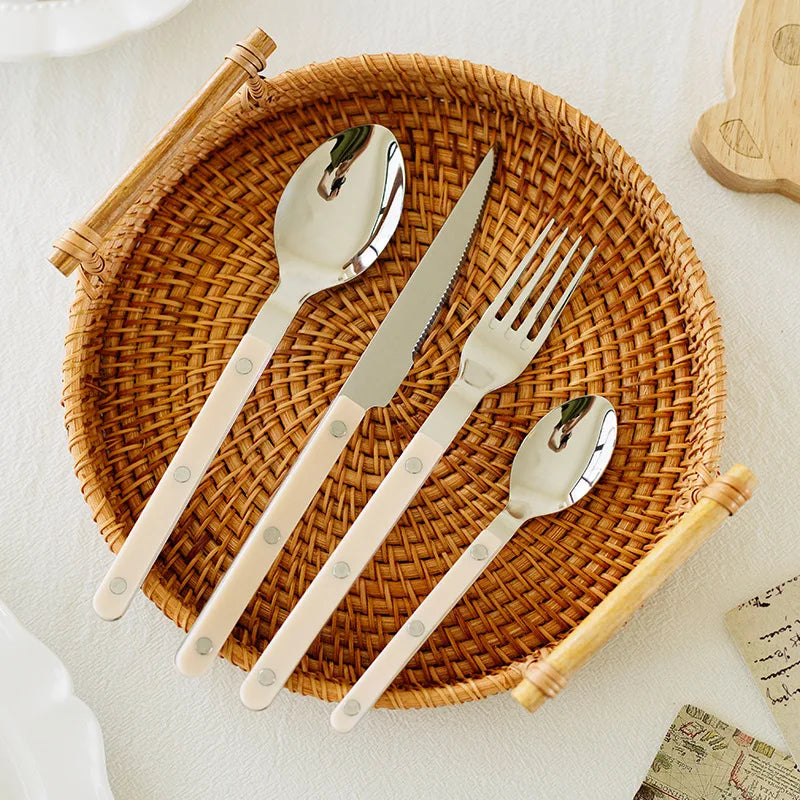 Engraved Pattern Stainless Steel Cutlery Set For Six People