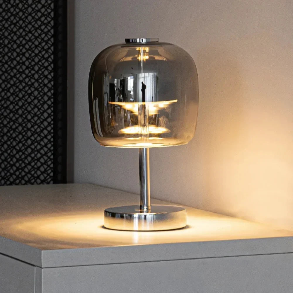 Spherical Frosted Glass Iron Dimmable USB Powered Table Lamp