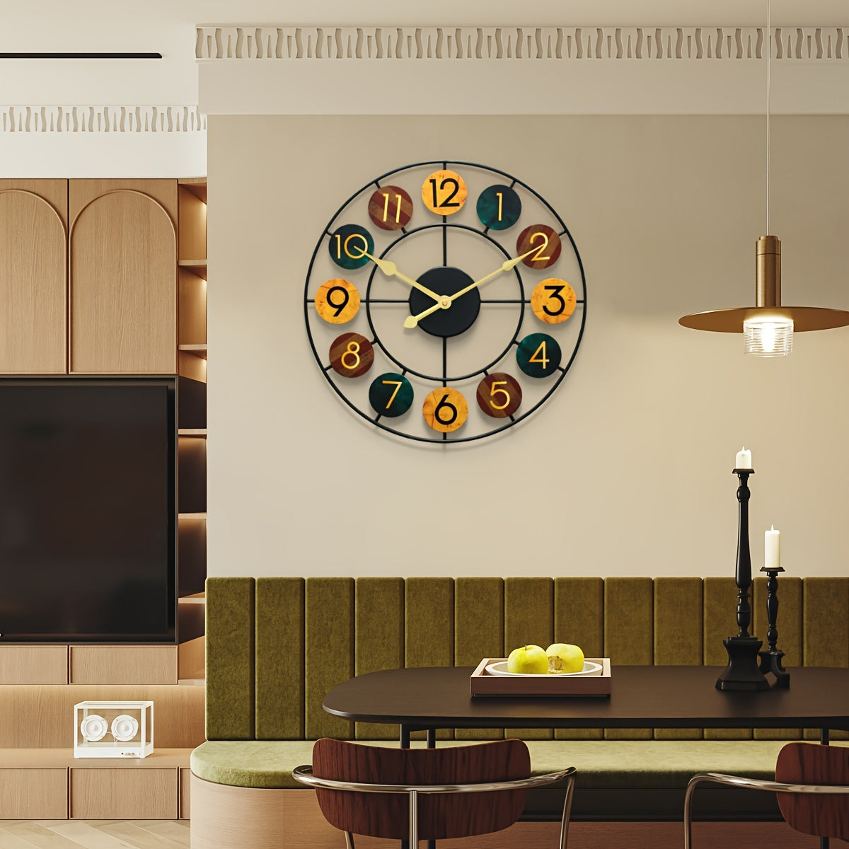 Retro Round Iron Frame Metal Wall Clock