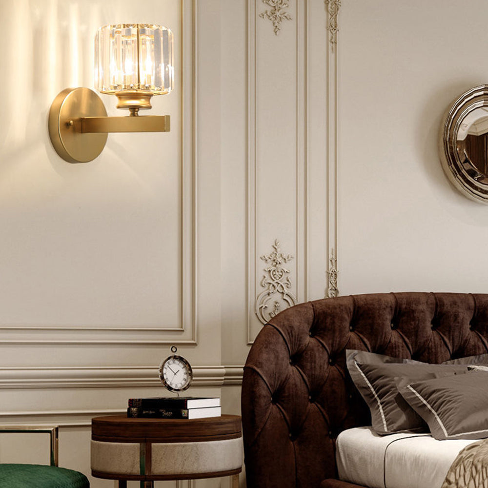 Faceted Crystal Panel Modern Iron Wall Light