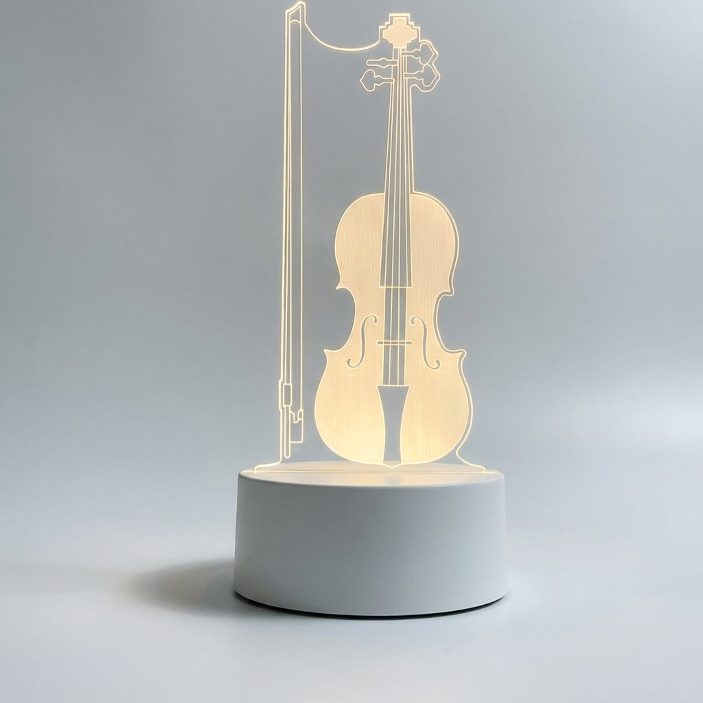 3D Cello Illusion Design Acrylic USB Table Lamp
