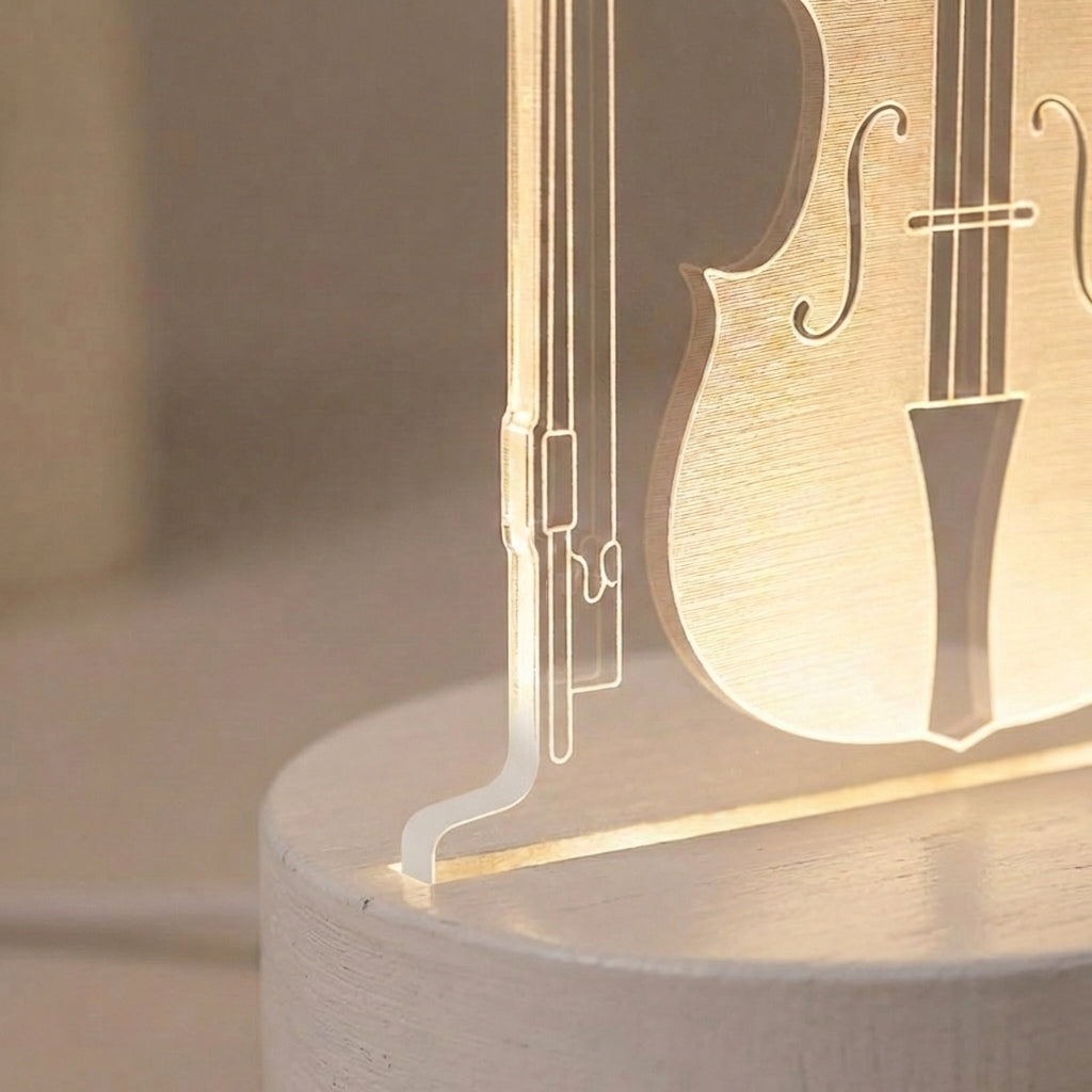 3D Cello Illusion Design Acrylic USB Table Lamp