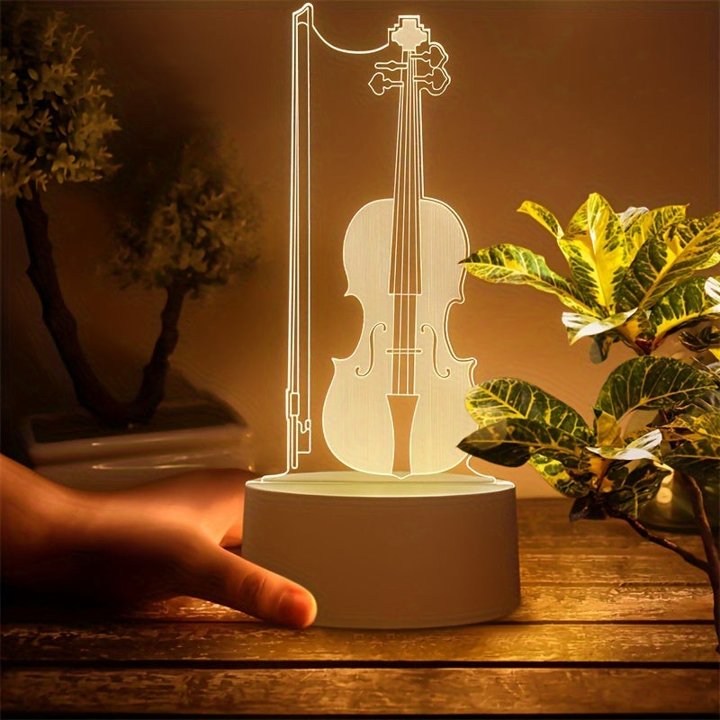 3D Cello Illusion Design Acrylic USB Table Lamp