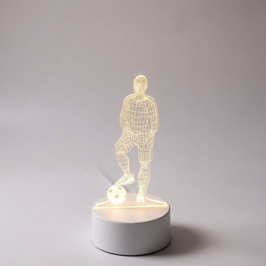Sculptural Soccer Motif Acrylic Panel USB Powered Table Lamp