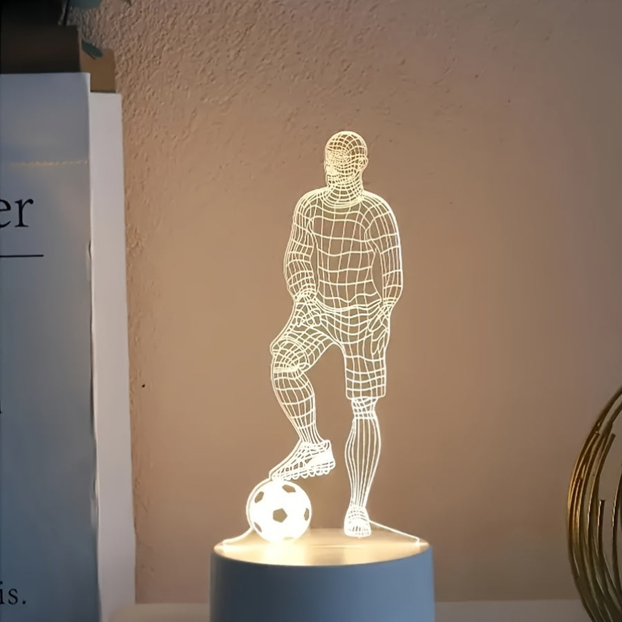 Sculptural Soccer Motif Acrylic Panel USB Powered Table Lamp