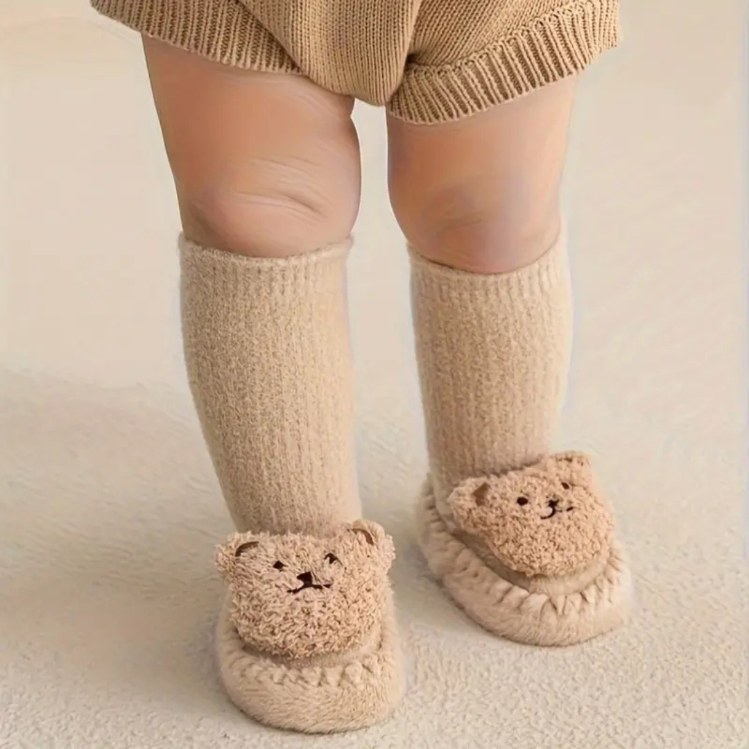 Soft Plush Bear Design Slip-On Children's Slipper Socks