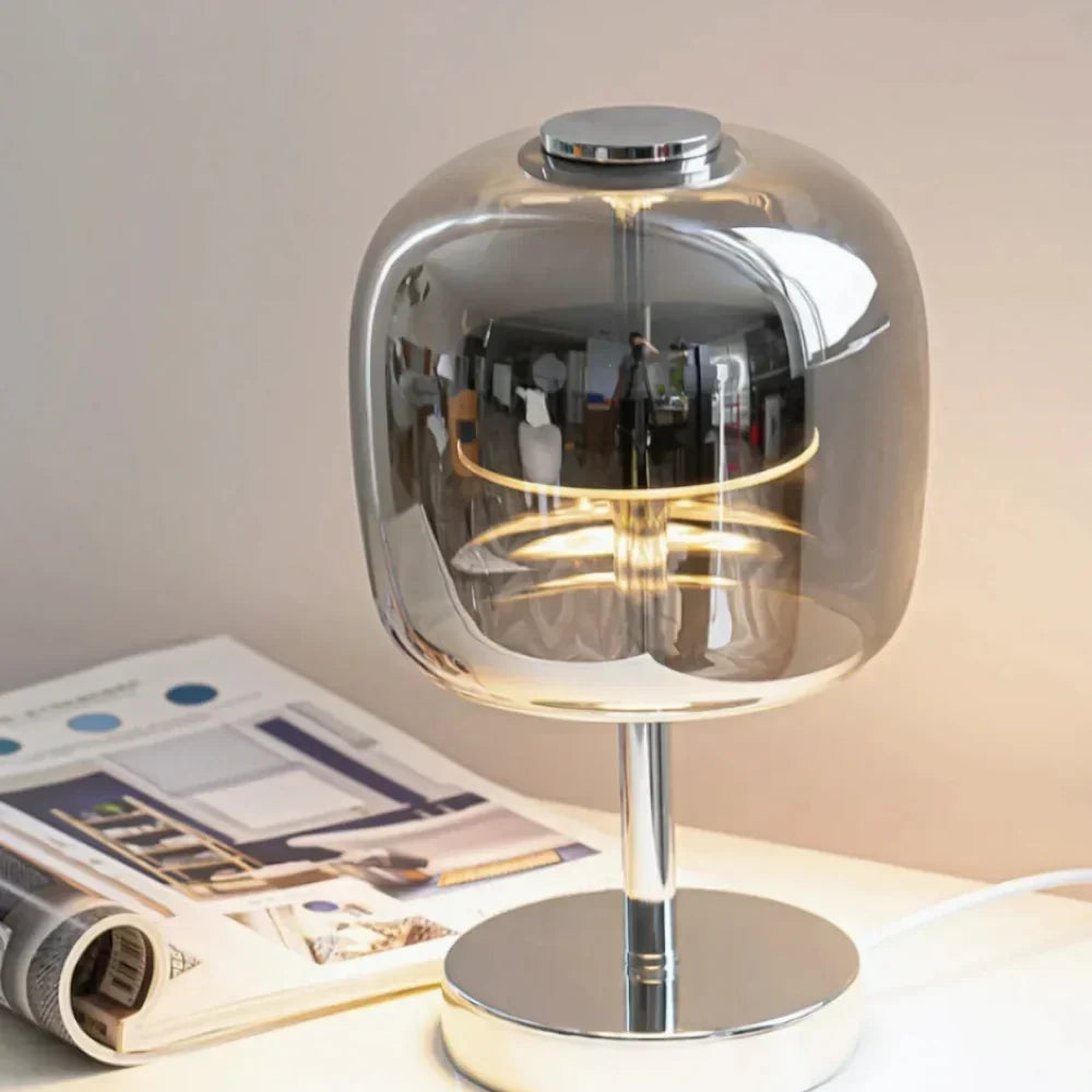 Spherical Frosted Glass Iron Dimmable USB Powered Table Lamp