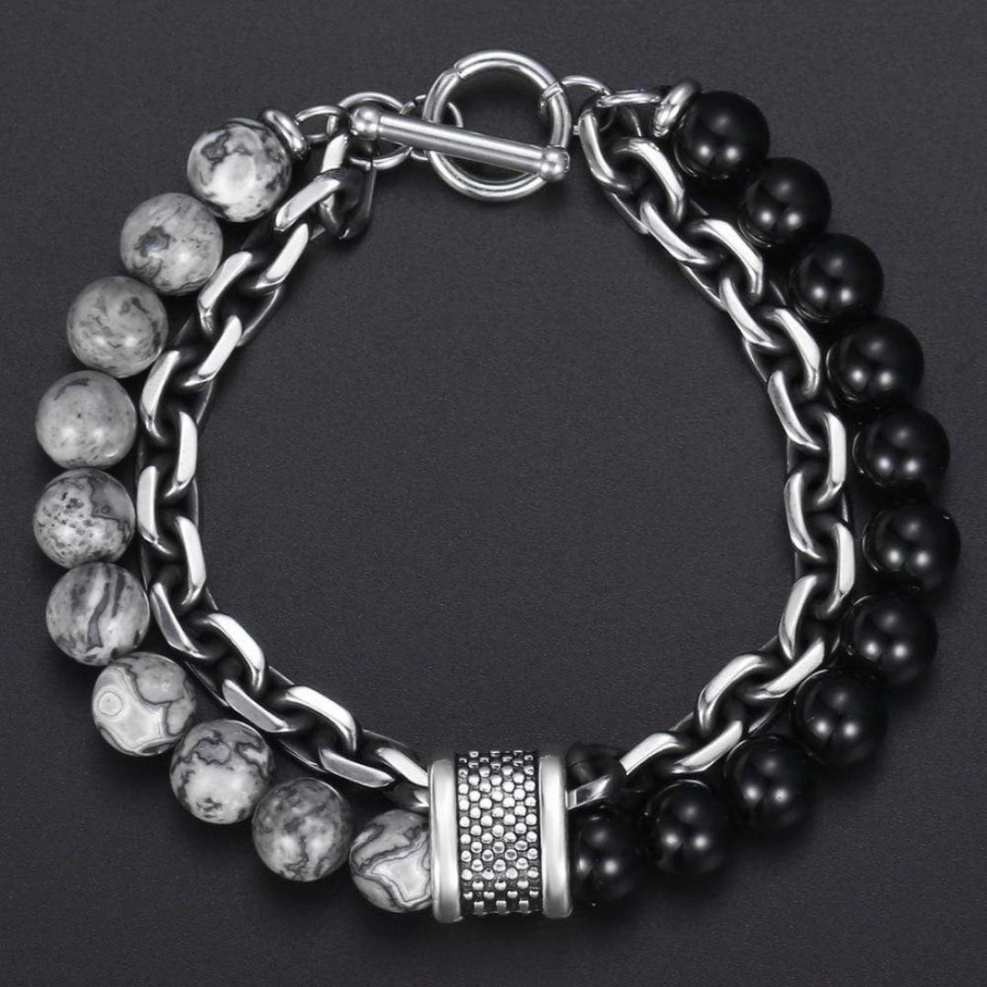 Natural Jasper Stone Beaded Men's Protective Bracelet