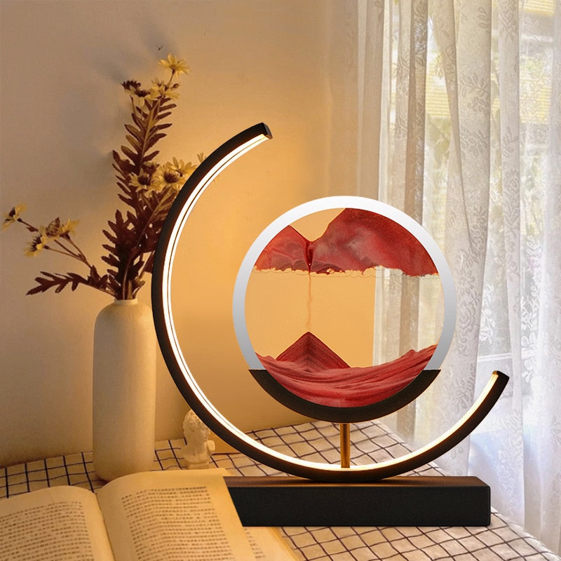 Dynamic 3D Sand Art Rotating Acrylic Shell Table Lamp