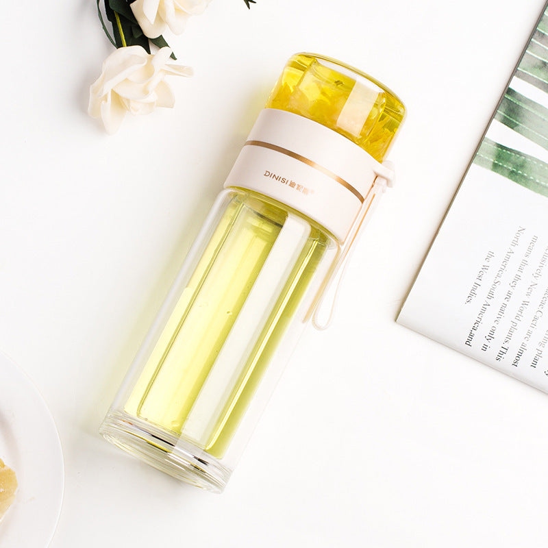 Leakproof Double Wall Borosilicate Glass Water Bottle With Tea Infuser