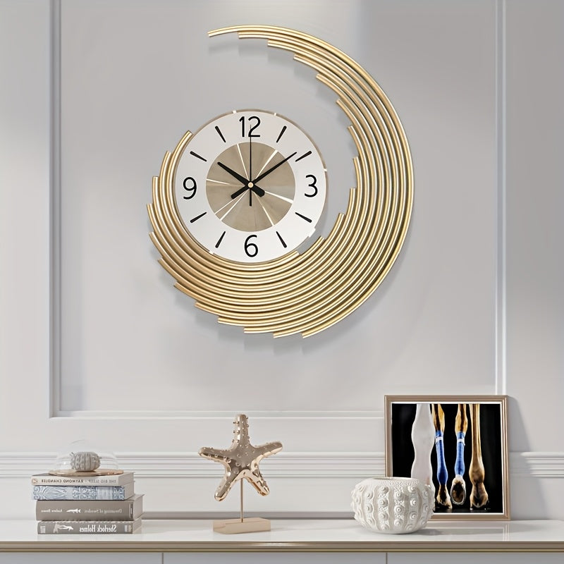 Layered Crescent Metal Silent Quartz Decor Wall Clock