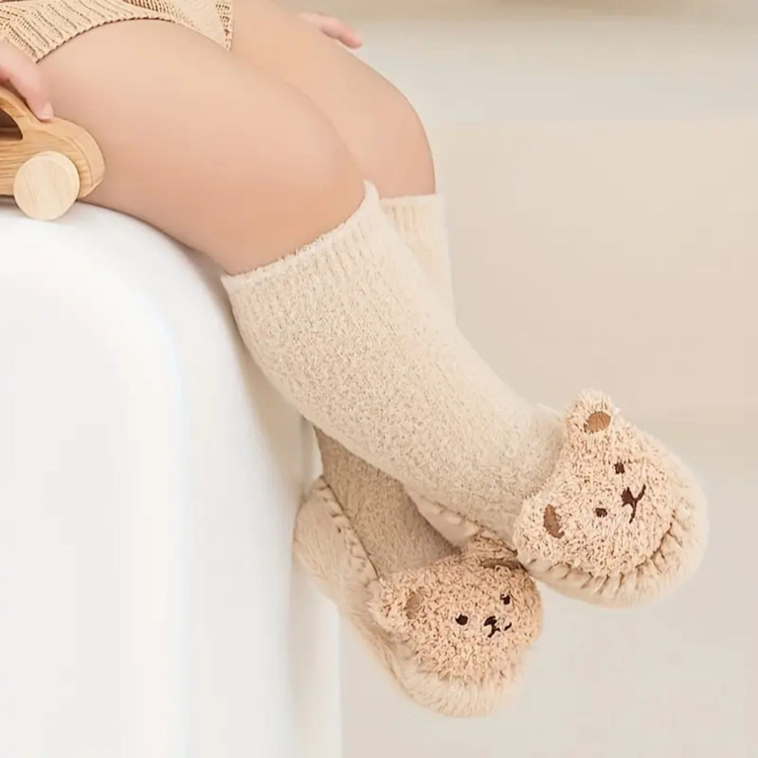 Soft Plush Bear Design Slip-On Children's Slipper Socks