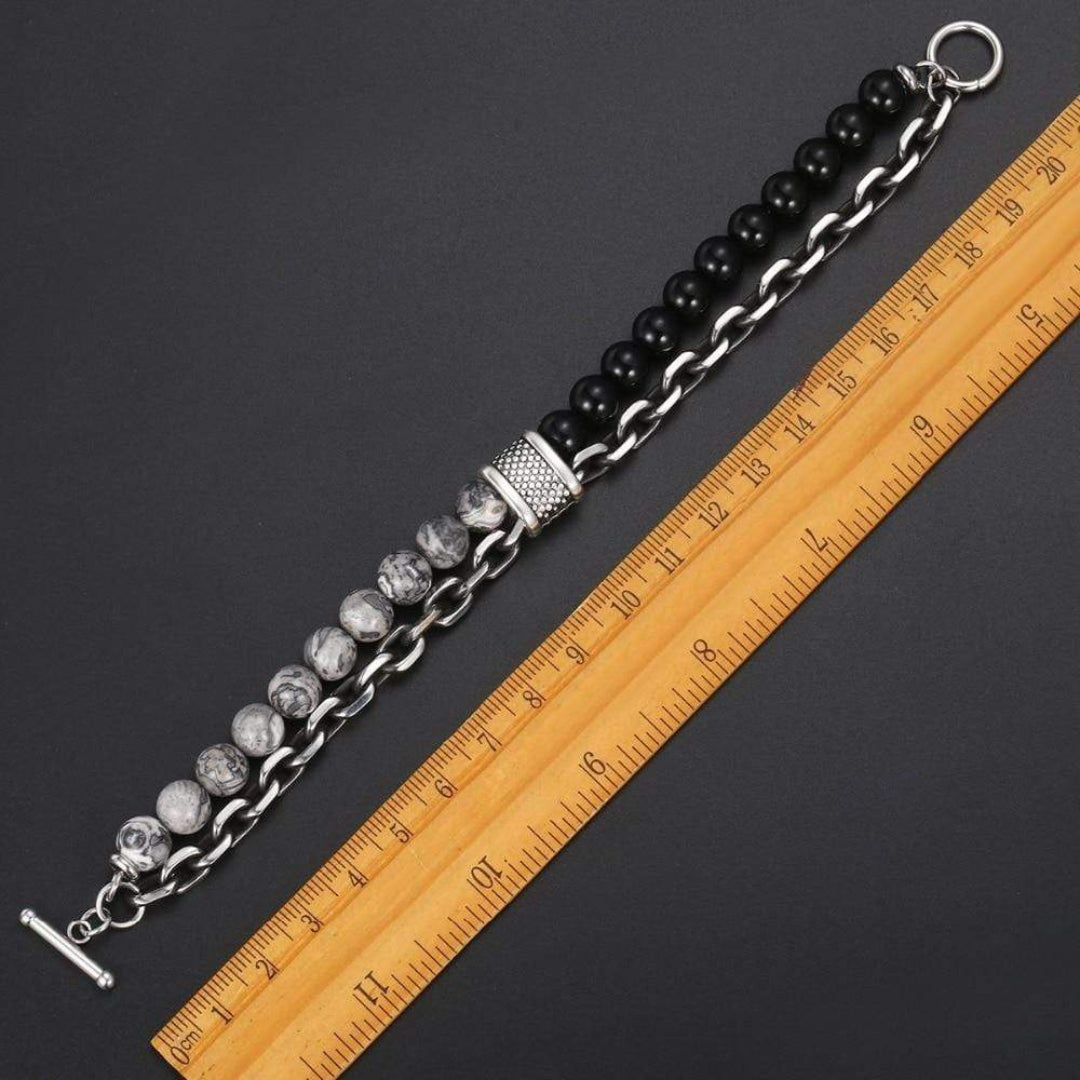 Natural Jasper Stone Beaded Men's Protective Bracelet