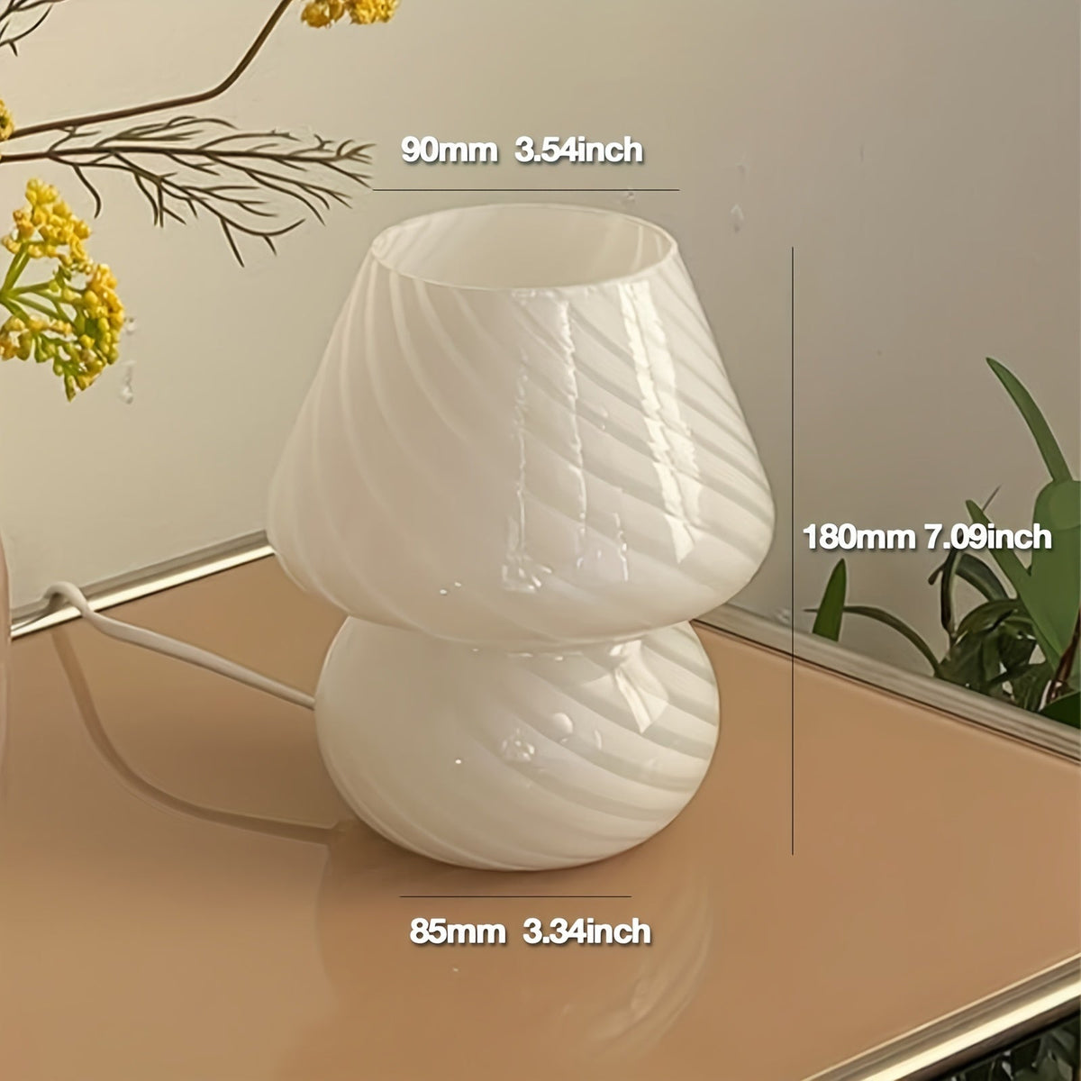 Swirled Art Glass Mushroom Dimmable Table Lamp