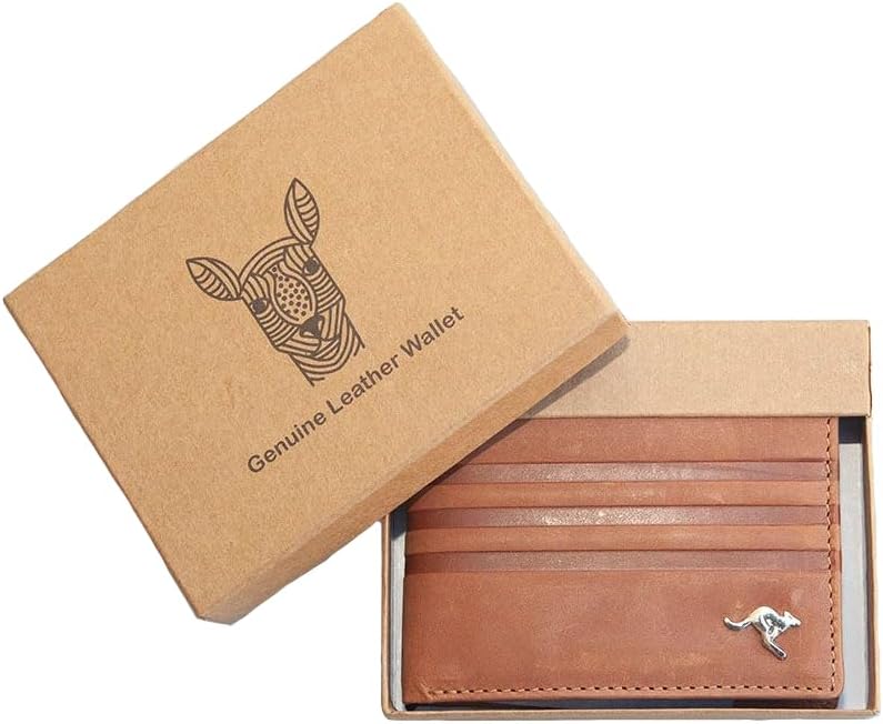 Genuine Leather Kangaroo Pin Aboriginal Folded Bifold Wallet