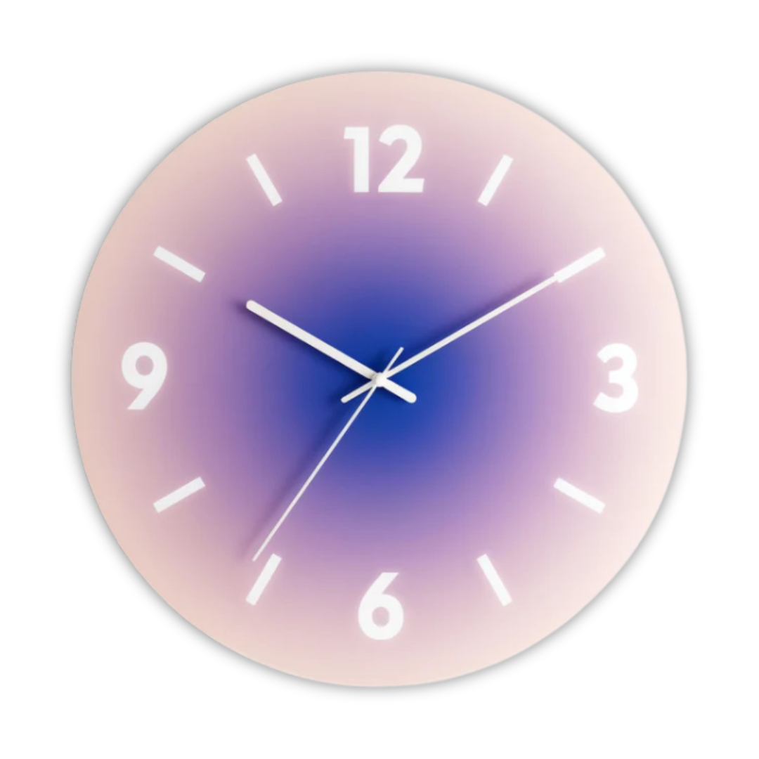 Gradient Sunset Glass Round Wall Clock With Silent Quartz Movement