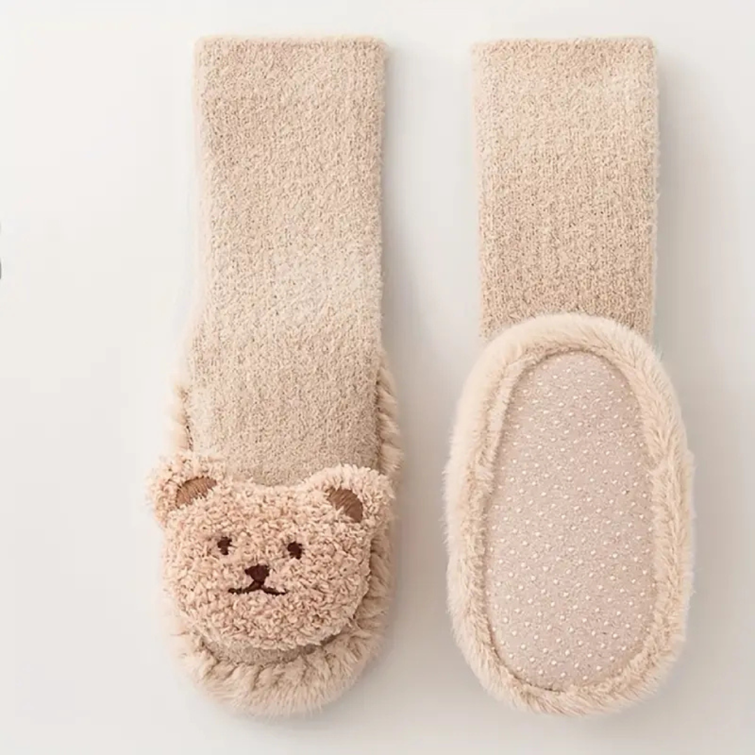 Soft Plush Bear Design Slip-On Children's Slipper Socks