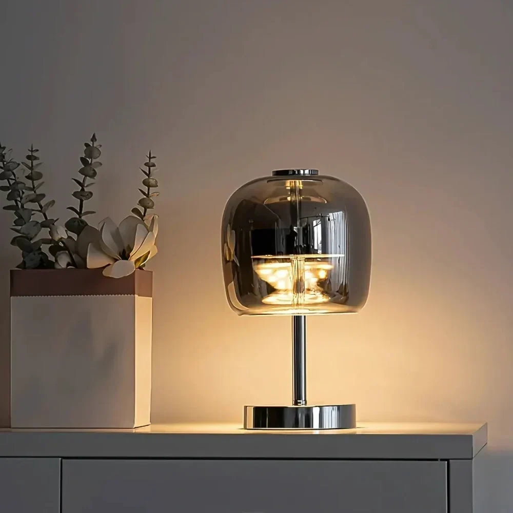 Spherical Frosted Glass Iron Dimmable USB Powered Table Lamp