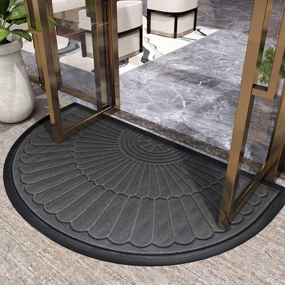 Semi Circular Textured Rubber Non Slip Entryway Door Mat