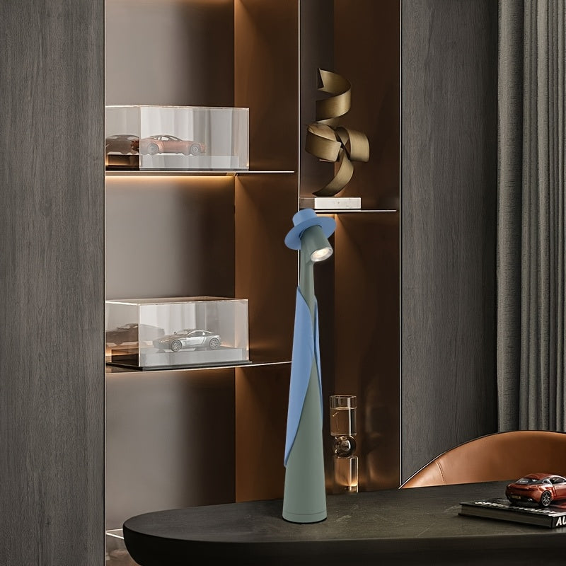 Sculptural Hat Silhouette Rechargeable Touch Control Table Lamp