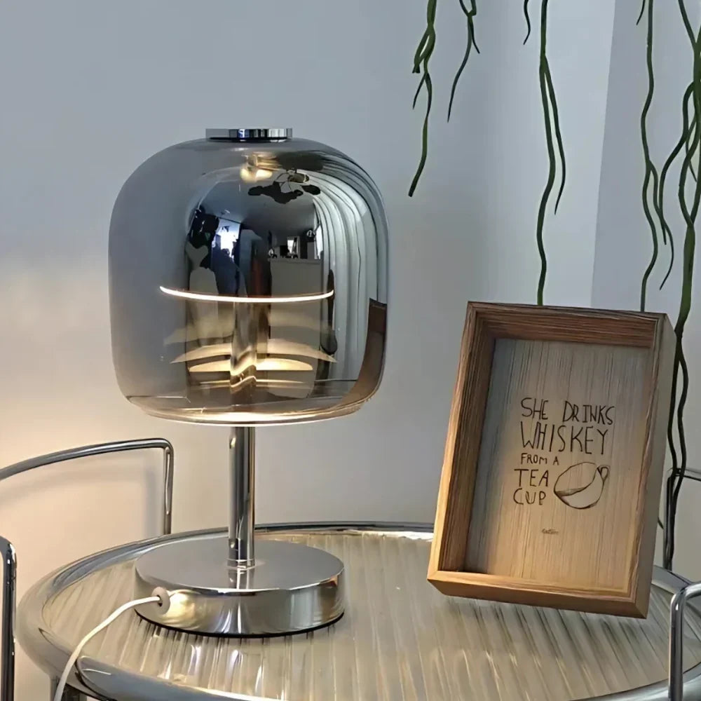 Spherical Frosted Glass Iron Dimmable USB Powered Table Lamp