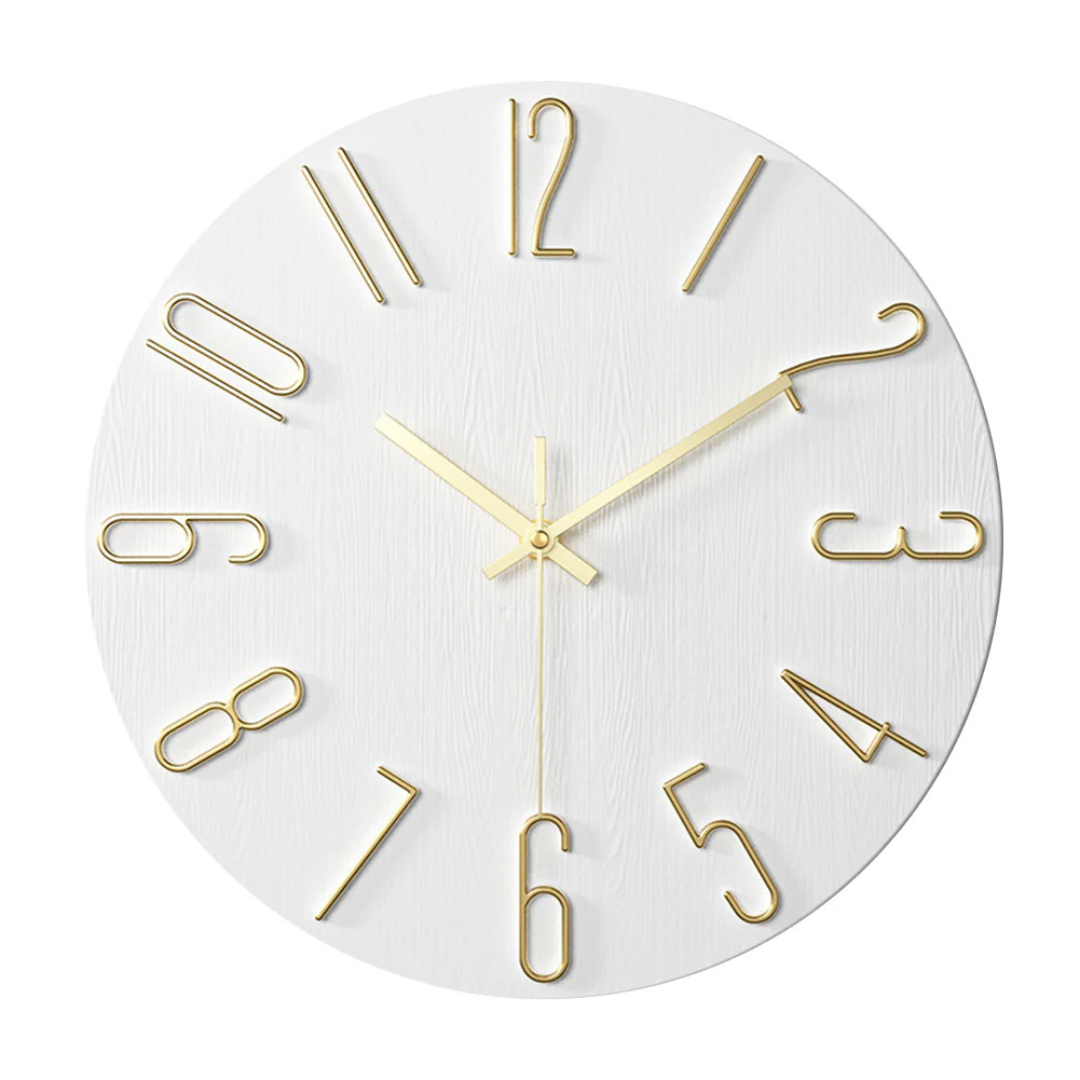 Minimalist Scandinavian Silent Quartz Gold Accent Wall Clock