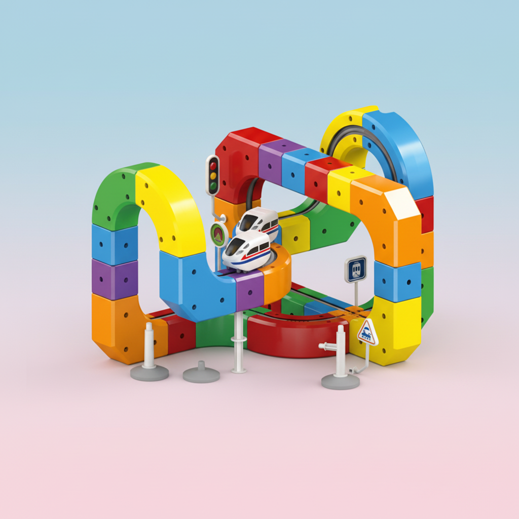 Stackable Modular Construction Blocks Marble Run Track Toy Set