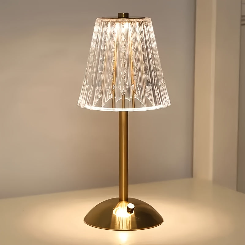 Faceted Crystal Touch Dimmable Rechargeable Cordless Table Lamp