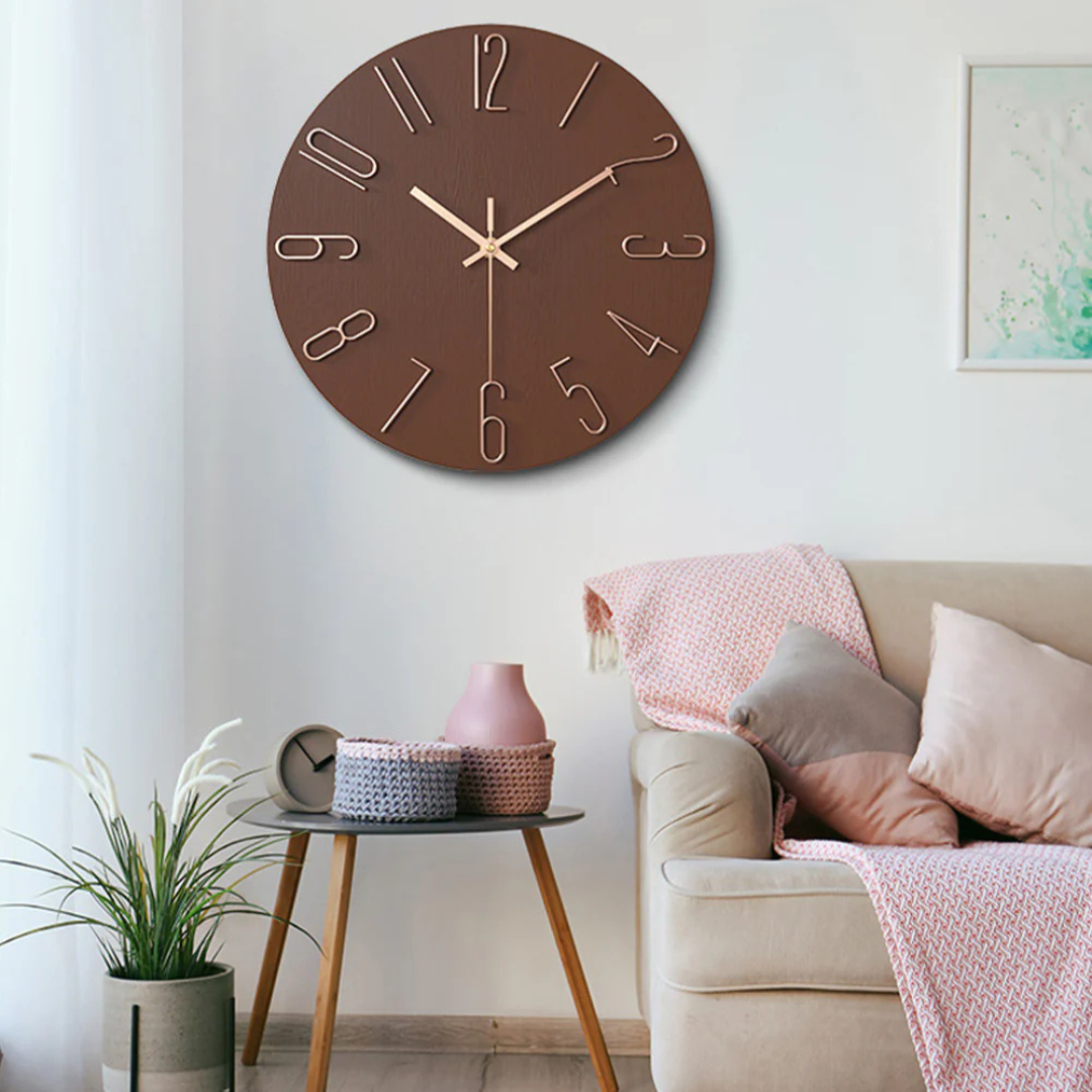 Minimalist Scandinavian Silent Quartz Gold Accent Wall Clock