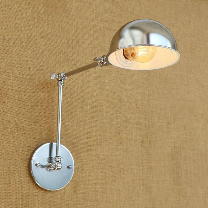 Polished Metal Rotating Arm Adjustable Task Wall Light