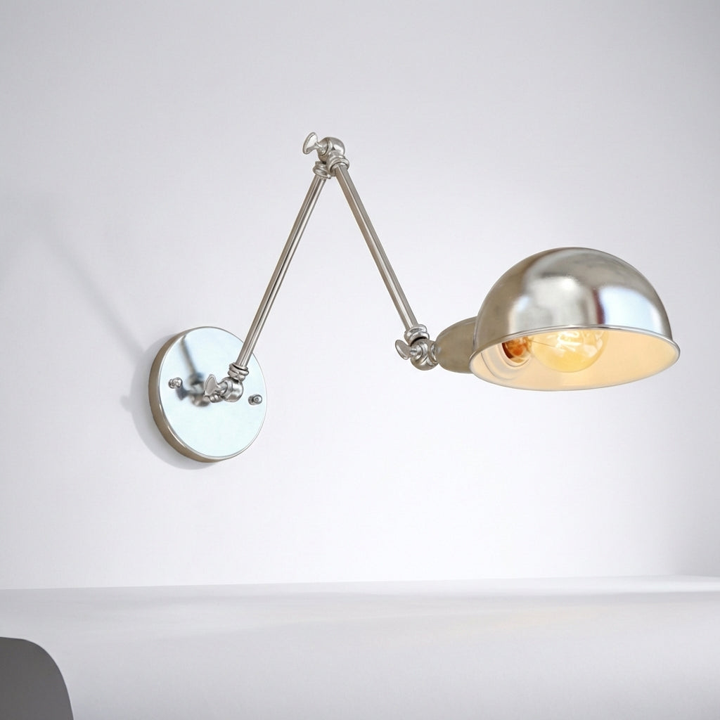Polished Metal Rotating Arm Adjustable Task Wall Light