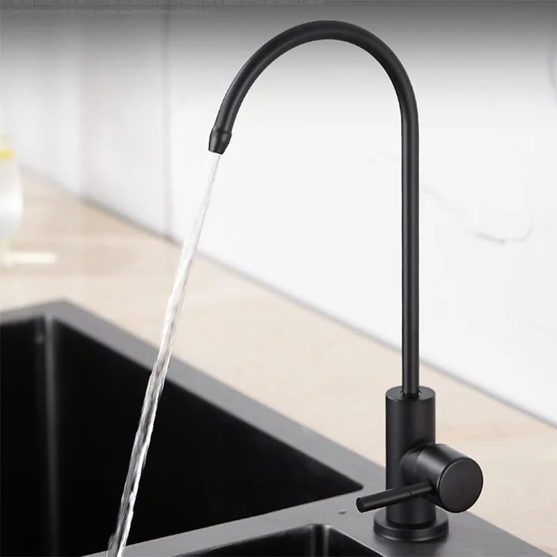 Brushed Stainless Steel Rotatable Deck-Mounted Faucet Water Filter Tap