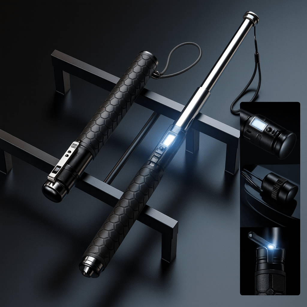 Alloy Steel Quick-Deploy Adjustable Ergonomic Non-Slip Handle Walking Stick