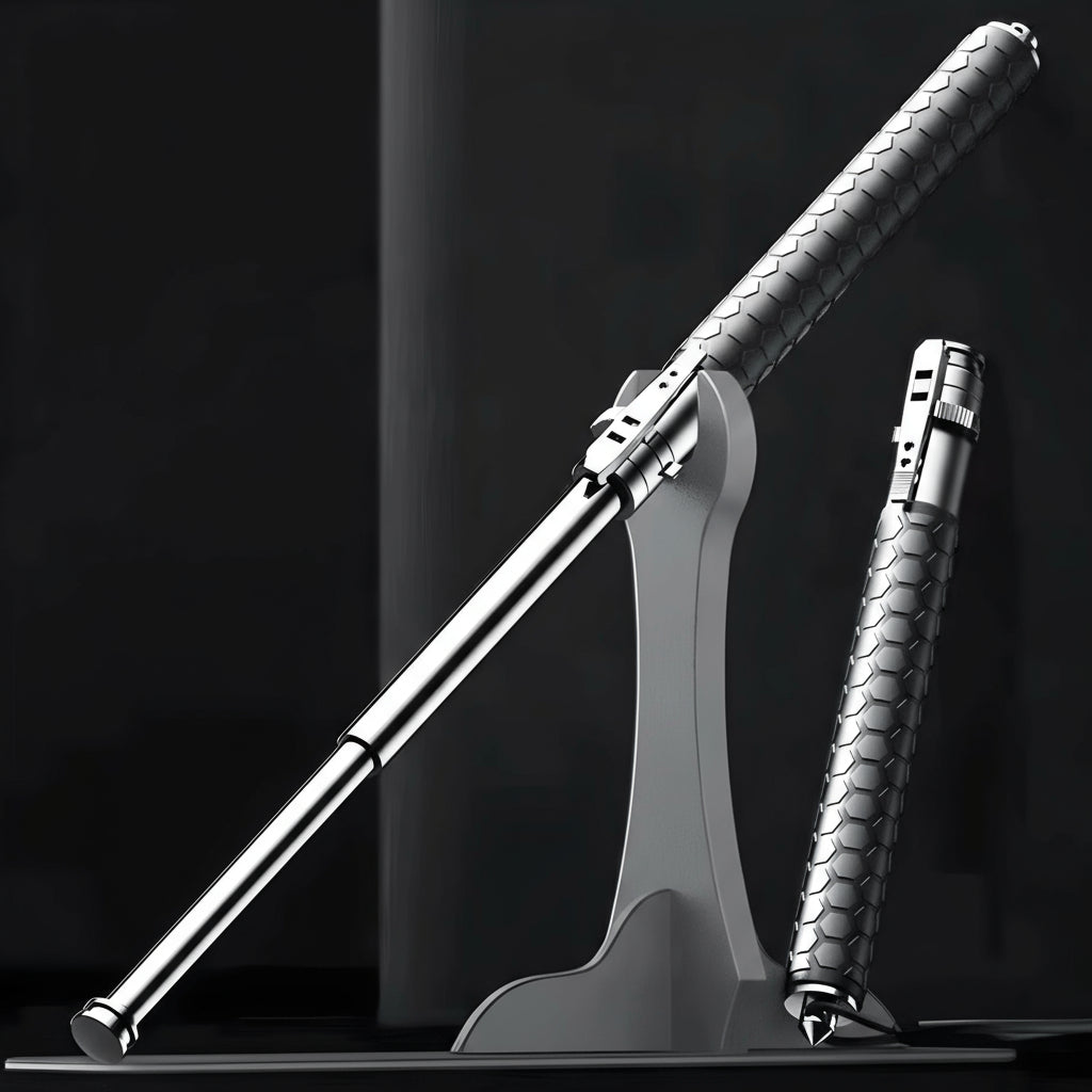 Alloy Steel Quick-Deploy Adjustable Ergonomic Non-Slip Handle Walking Stick