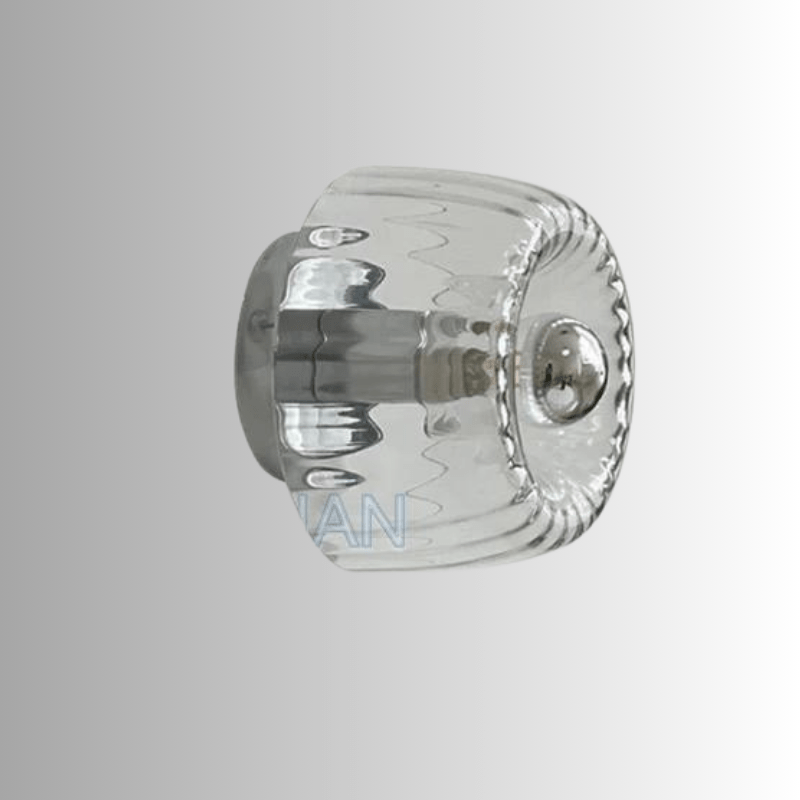 Bauhaus Inspired Ribbed Glass Metal Bracket Wall Light